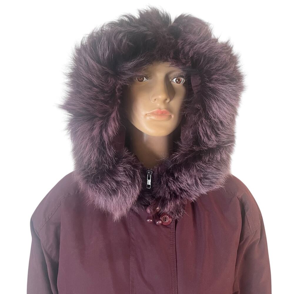 Hunt Club Parka Coat Women’s Small Maroon Faux Fur Hood Drawstring Waist Winter - Picture 12 of 15